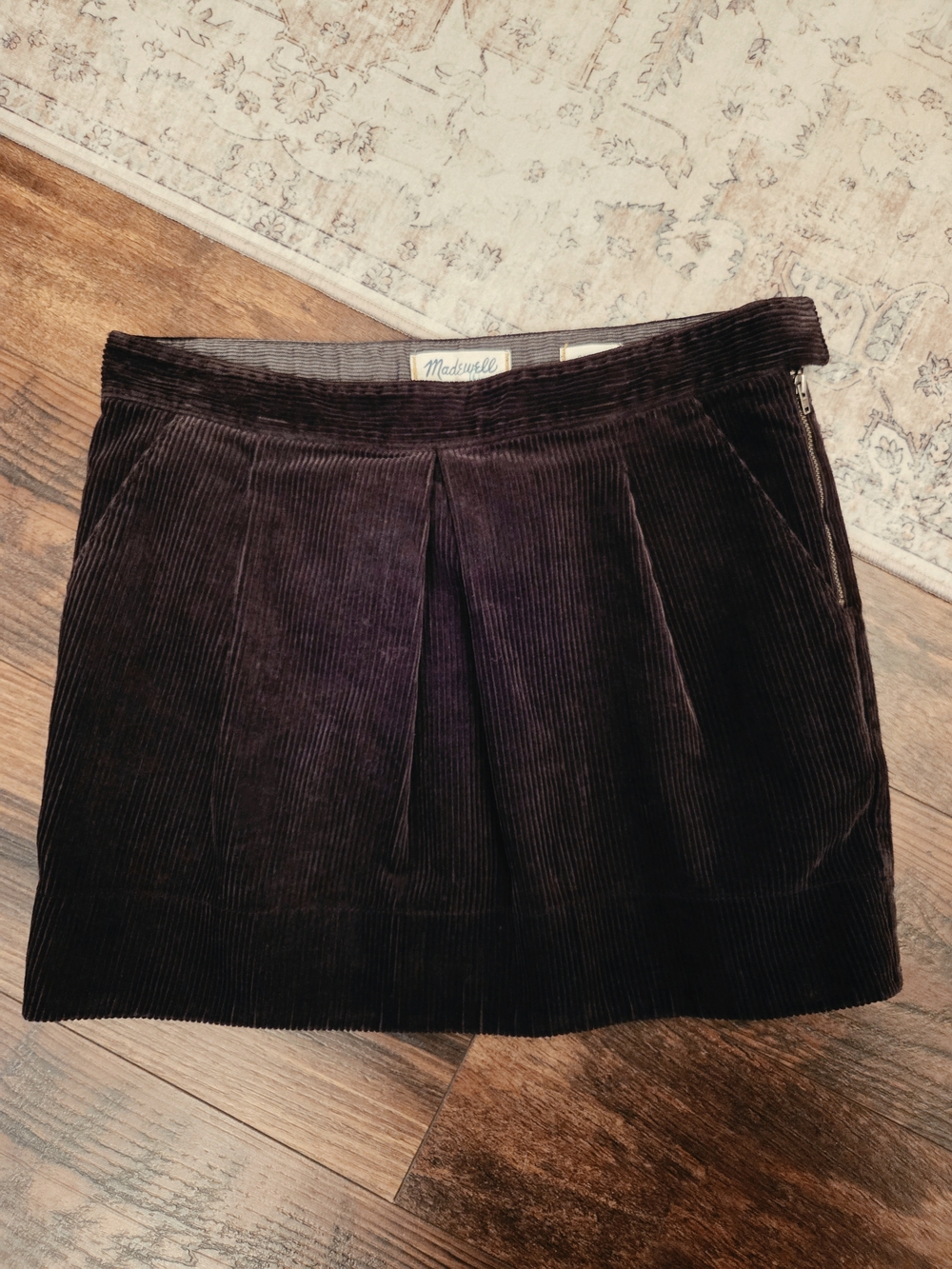 Madewell Black Corduroy Pleated Mini Skirt